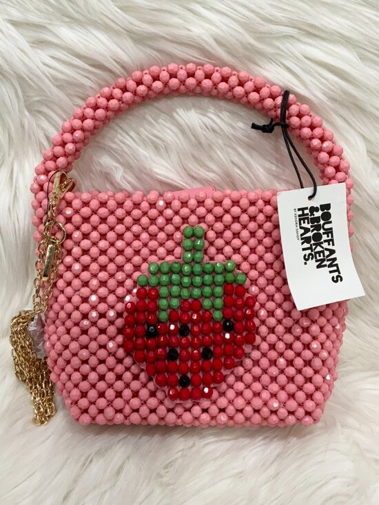 Bouffants And Broken Hearts Handbags - Bouffants and Broken Hearts Pink Beaded Strawberry Crossbody Bag NWT